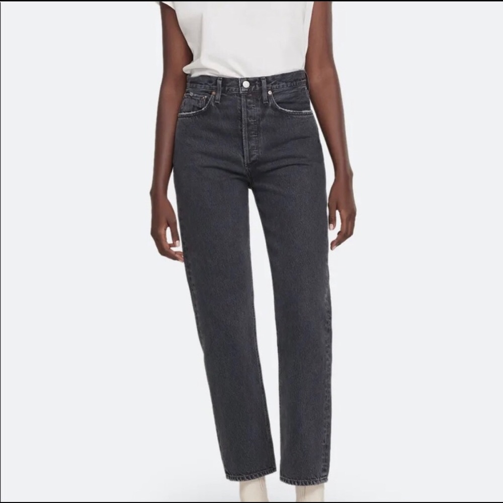 AGOLDE 90s Pinch Waist High Raise Straight Leg Black Jeans